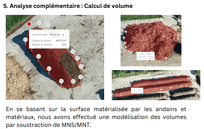 Relevé et Rapport Calcul de Stock m3 réaliser par Aerothau