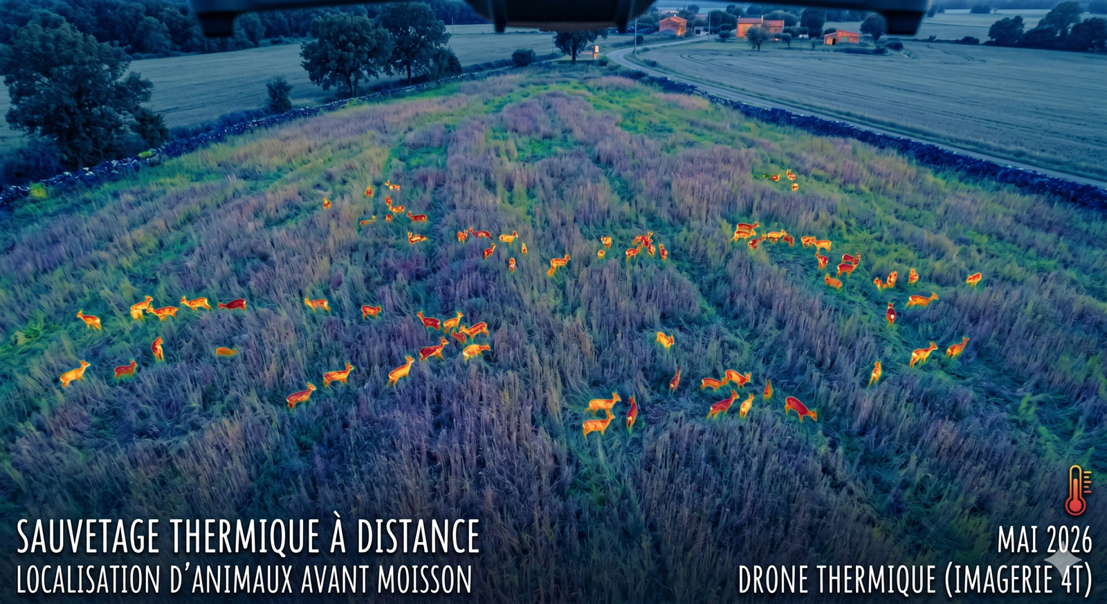 Vue thermique drone animaux