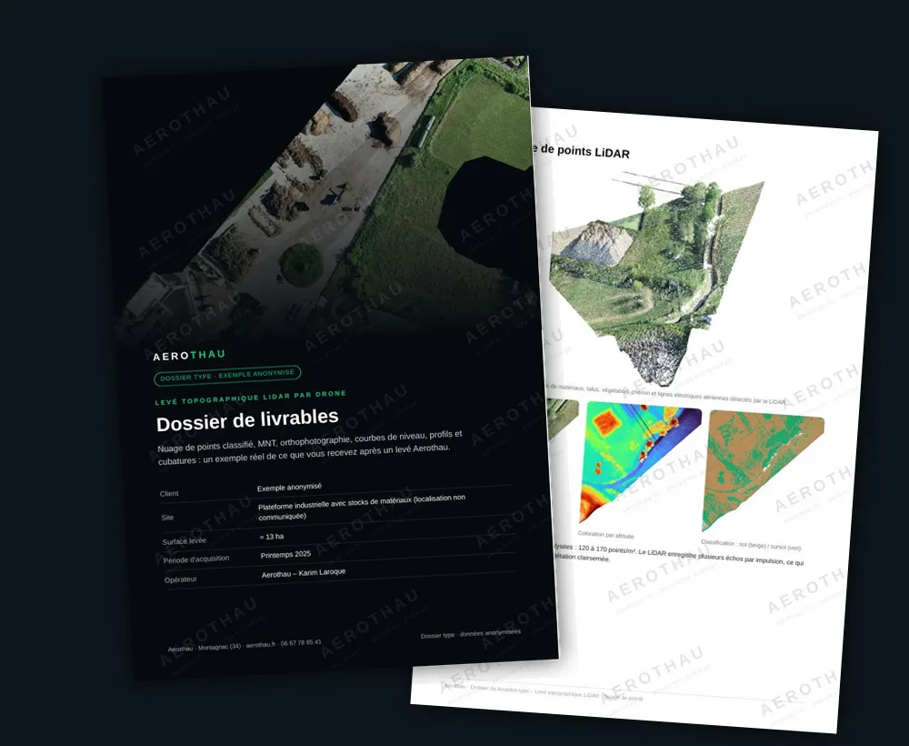 Exemple de livrables de topographie LiDAR par drone Aerothau