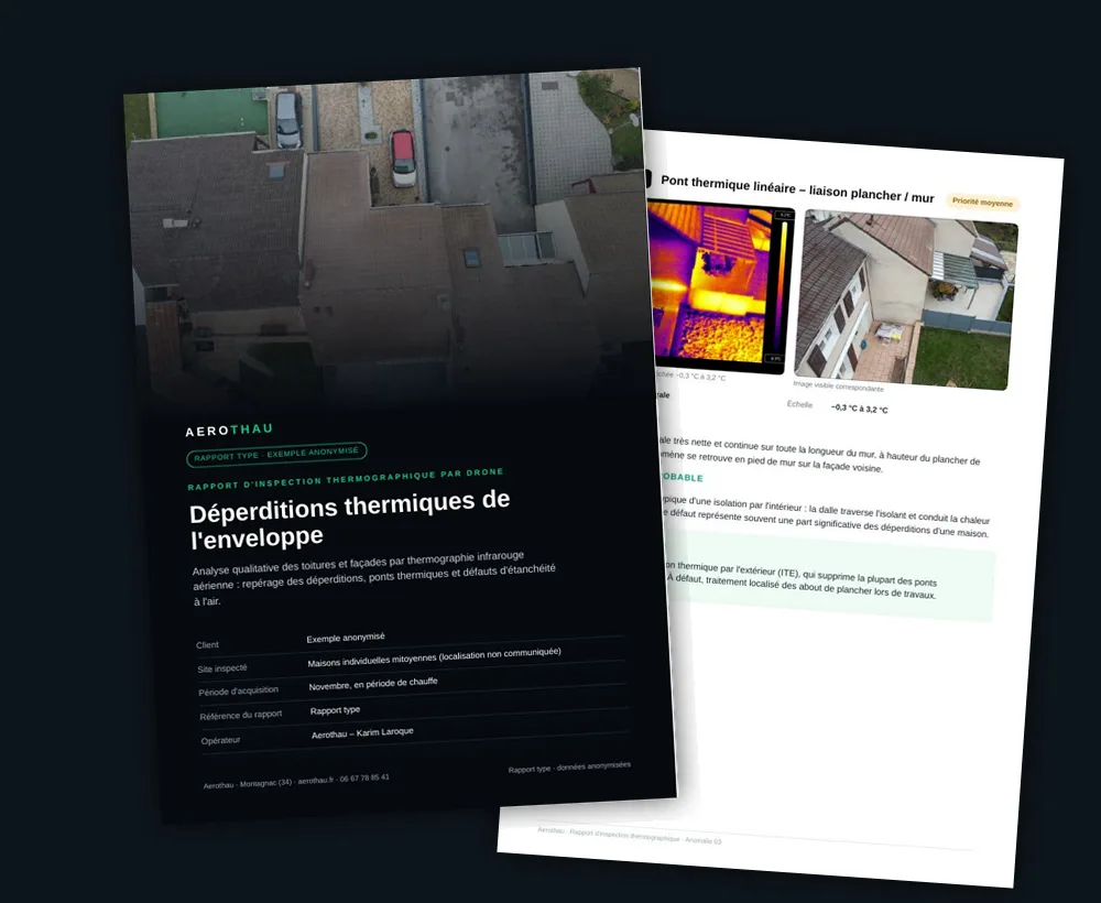 Exemple de rapport d’inspection thermographique par drone Aerothau